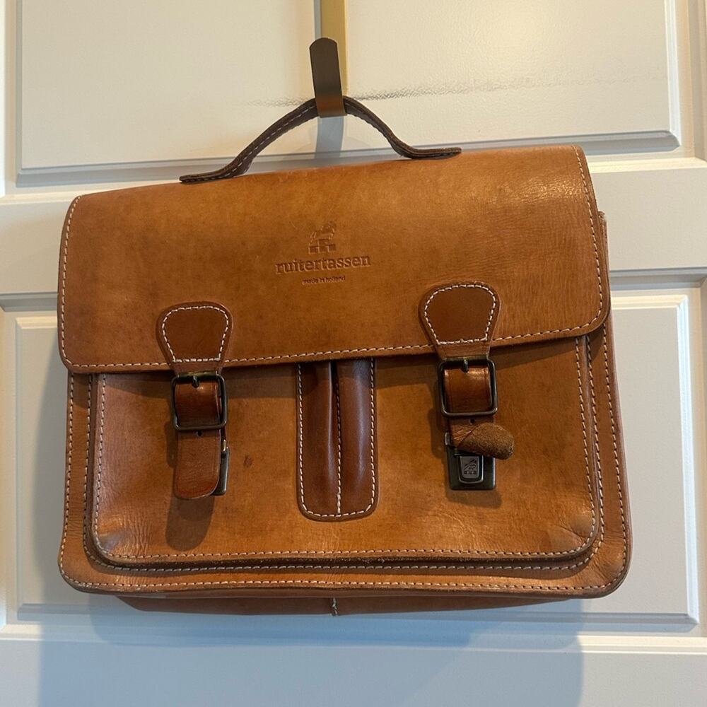 Ruitertassen Leather Satchel Messenger Bag Briefcase